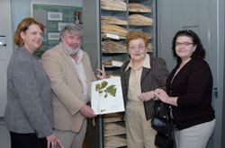 Herbarium Dedication - Visiting the collection are daughter Kim, left, herbarium curator Dr. Zack Murrell, Mrs. J. Lou (Bill) Carpenter and daughter Carol.